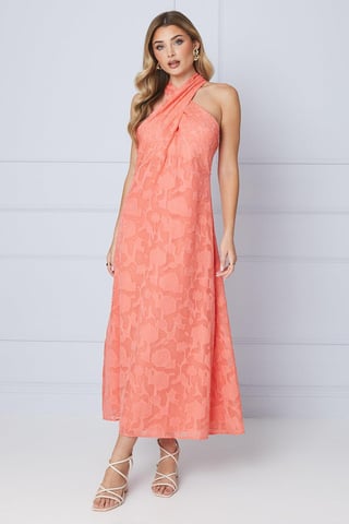 Jacquard Halterneck Maxi Dress