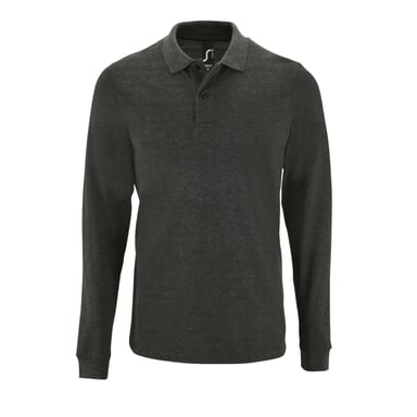 SOLS Mens Perfect Long Sleeve Pique Polo Shirt (Charcoal Marl)