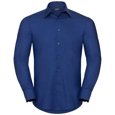Russell Collection Mens Oxford Easy-Care Tailored Long-Sleeved Shirt (Bright Royal Blue)