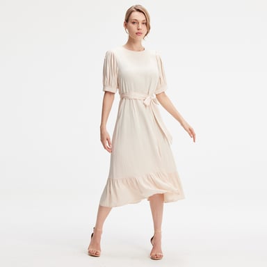 Viscose blouse-dress with fluffy hem