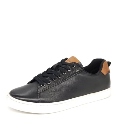 HX London Romford Leather Black Mens Fashion Trainers Casual Sneakers Shoes