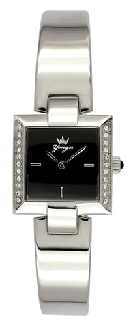 Reloj Yonger and Bresson de acero inoxidable plateado con esfera negra