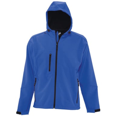 SOLS Mens Replay Hooded Soft Shell Jacket (Breathable, Windproof And Water Resistant) (Royal Blue)