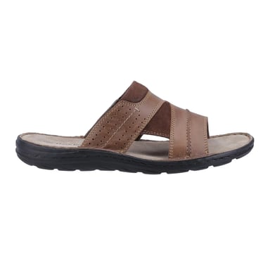 Hush Puppies Mens Archer Leather Mule Sandals (Tan)