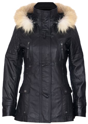 Parka con capucha de cuero acolchado para mujer - Northampton