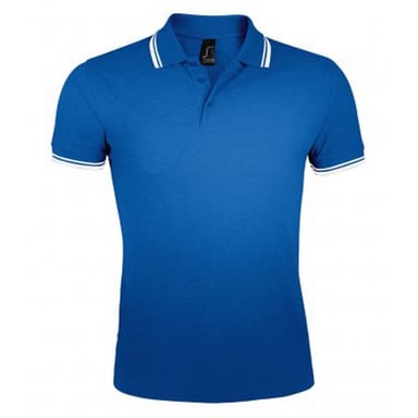 SOLS Mens Pasadena Tipped Short Sleeve Pique Polo Shirt (Royal/White)