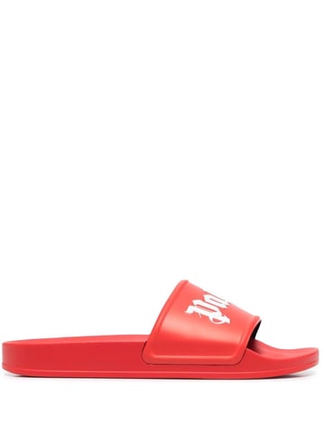 Chanclas de piscina con estampado del logo en rojo de Palm Angels