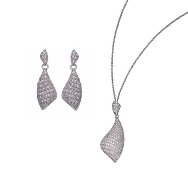 Orphelia Women's 925 Sterling Silver Set: Chain-Pendant + Earrings - Silver SET-5884