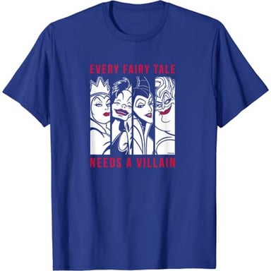 Disney Mens Every Fairy Tale Needs A Villain Cotton T-Shirt (Navy Blue)