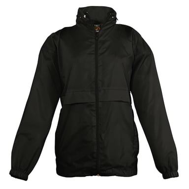 SOLS Kids Unisex Surf Windbreaker Jacket (Water Resistant And Windproof) (Black)