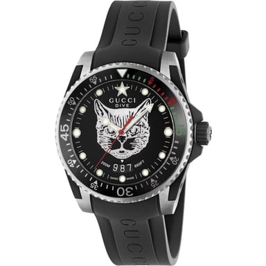 Gucci YA136320 Feline Motif Black Dial Unisex Watch