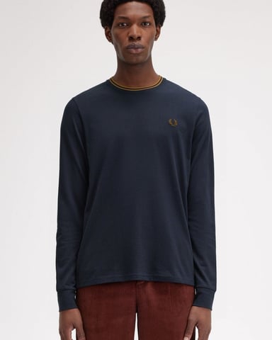Fred Perry Camiseta de Manga Larga de Dos Puntas para Hombre