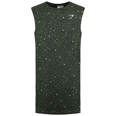 Camiseta sin mangas verde con estampado Micro Print de Gymshark para hombre