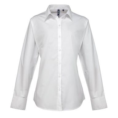 Premier Womens/Ladies Supreme Poplin Long-Sleeved Formal Shirt (White)