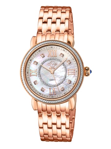 GV2 Reloj de pulsera Marsala para mujer con movimiento de cuarzo suizo y diamantes
