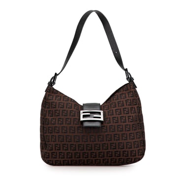 Vintage Fendi Zucchino Canvas Shoulder Bag Brown