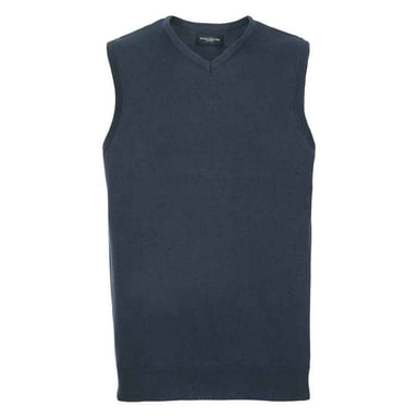 Russell Collection Mens Knitted V Neck Sleeveless Sweatshirt (French Navy)
