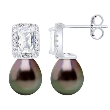 Hanging Earrings Real Cultured Tahiti Pearls 8-9 mm