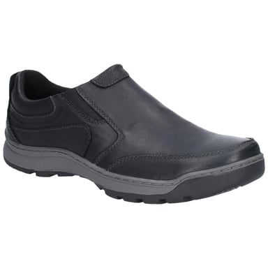 Hush Puppies Mens Jasper Slip On Leather Shoes (Black)