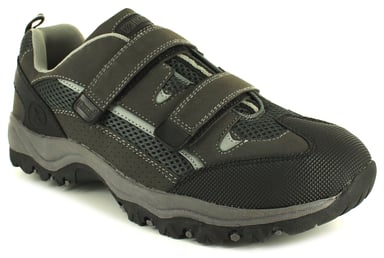 Mans Gentlemans Exercise Grey Black Hook And Loop Hikers Comfy touch fastening