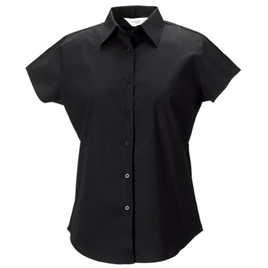 Russell Collection Ladies/Womens Cap Sleeve Easy Care Fitted Shirt (Black)