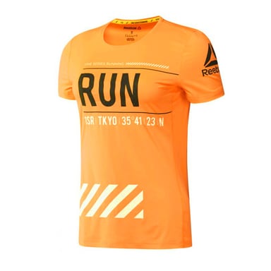 Reebok para mujer corriendo tee neon naranja entrenamiento top camiseta bk1186
