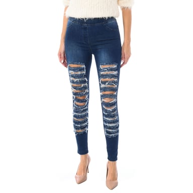 Legging estilo pantalón tejano largo de tejido elástico mujer D2001, Legging mujer, Legging tejano, Pantalón mujer