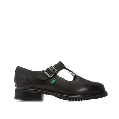 Girl's Kickers Children Lach T-Bar Leather Shoes in Black