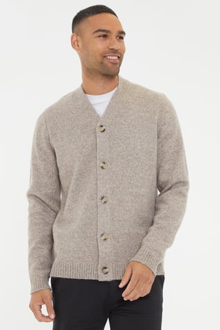 Taupe Knitted Button Up Cardigan