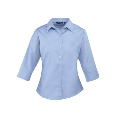 Premier Womens/Ladies Poplin 3/4 Sleeve Shirt (Mid Blue)