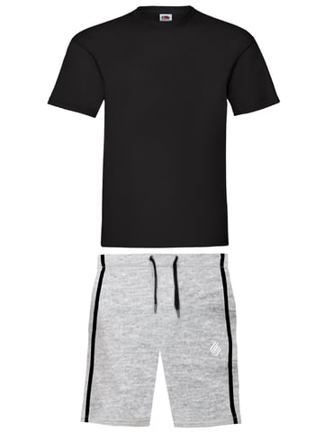 Enzo | Conjunto de camiseta y pantalón corto para hombre - Negro/Gris