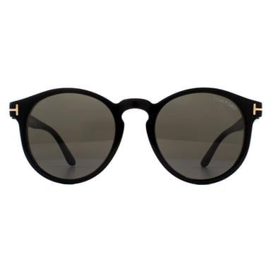 Tom Ford Gafas de sol redondas unisex negro brillante gris humo