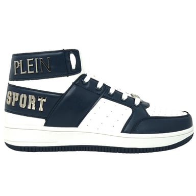 Zapatillas altas Plein Sport Bold Brand en blanco y azul marino