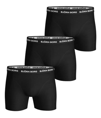 Björn Borg - 3 Pares Calzoncillos Bóxer Hombre Algodón Rico Confort Stretch Fit - Negro