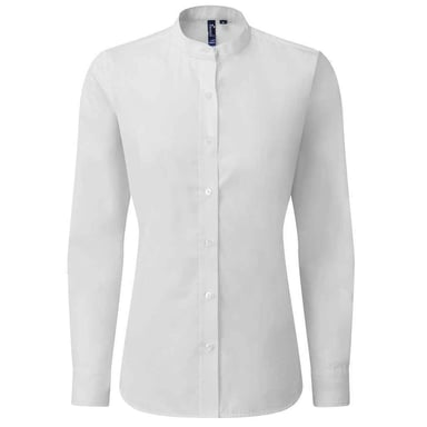 Premier Womens/Ladies Banded Grandad Collar Formal Shirt (White)