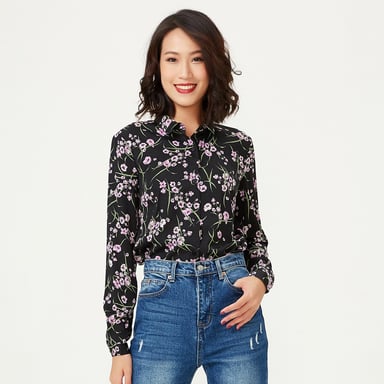 Straight cut shirt with flower print