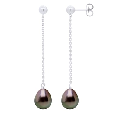 Hanging Earrings - Real Cultured Tahiti Pearls Pear 8-9 mm