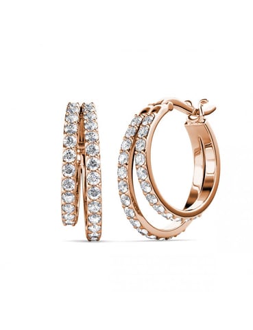 Pendientes Duo Circlet - Oro rosa y cristal