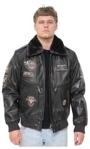 Chaqueta de aviador de cuero de la Fuerza Aérea de EE. UU. para hombre - Wellington