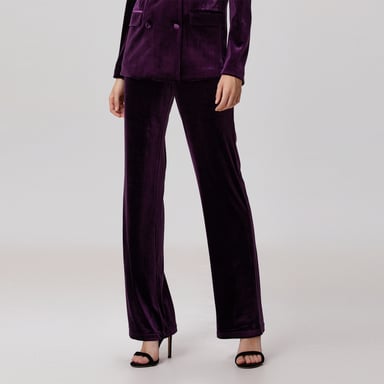 Straight velvet suit pants