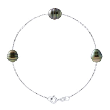 Bracelet 3 Real Cultured Tahiti Pearls Circled 8-9 mm