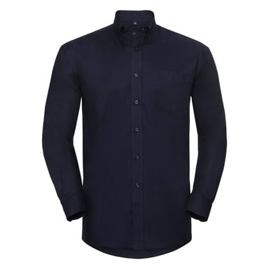 Russell Collection Mens Long Sleeve Easy Care Oxford Shirt (Bright Navy)
