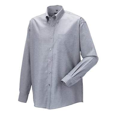 Russell Collection Mens Long Sleeve Easy Care Oxford Shirt (Silver Grey)