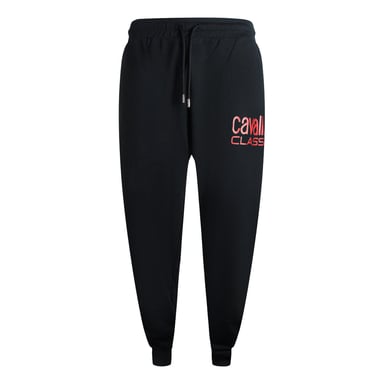 Cavalli Class Bold pantalones deportivos negros con logo rojo