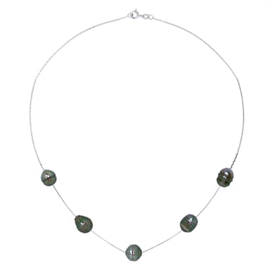 Necklace 5 Real Cultured Tahiti Pearls Circled 7-8 mm