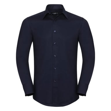 Russell Collection Mens Long Sleeve Easy Care Tailored Oxford Shirt (Bright Navy)
