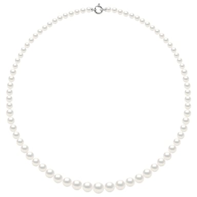 Necklace Row Princess falling - Real Cultured Freshwater Pearls Round from 12 to 6 mm