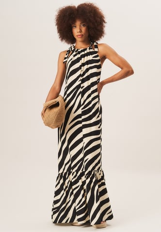 Vestido largo con estampado de cebra y hombros anudados