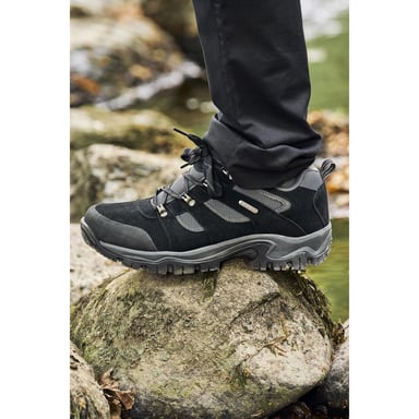 Mountain Warehouse Mens Voyage Suede Waterproof Walking Shoes (Jet Black)