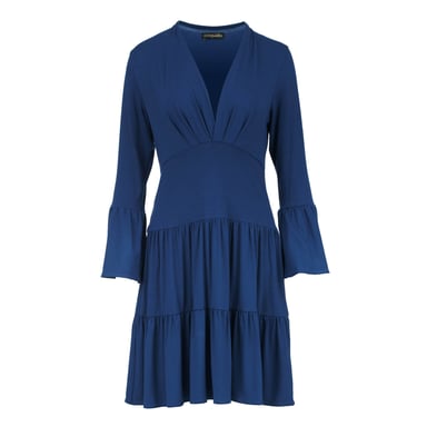 Vestido de punto azul a capas